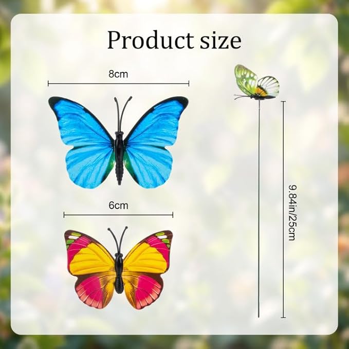 RAINFLOW 50PCS Butterfly Decorations – Butterflies Decorations for Bouquets, Butterfly Garden Decor, Flying Butterflies with Garden Stakes Decorative for Plant Decoration for Pots, Yard & Party