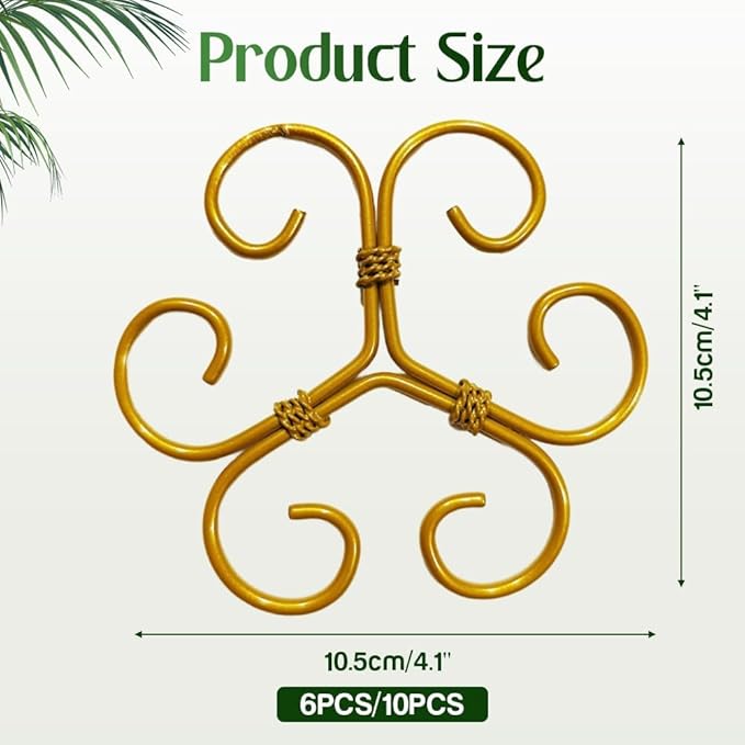 Plant Support Stand - Durable Metal Stem Holder for Indoor Outdoor Climbing Vines, Gold Heart Design, 4.1 Inches, Set of 3