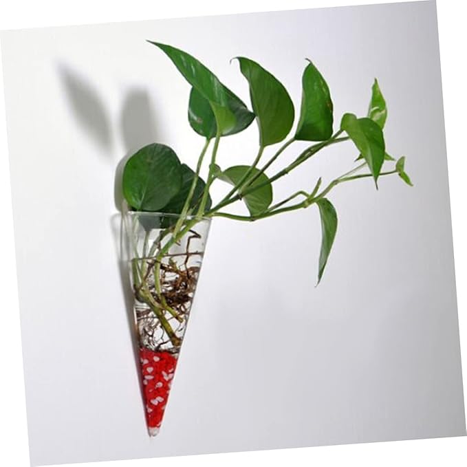 Operitacx Wall Hanging Glass Flower Pots Vase Fish Tank Decorations Plants Crystals Decor Plant Hangers Indoor Wall Propagation Station Air Circular Cone Glass Plant Flower Pot