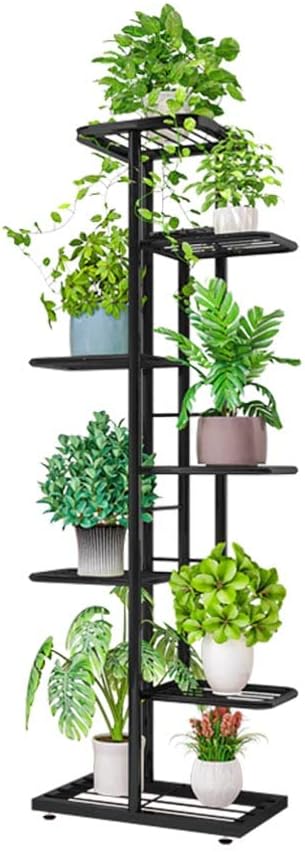 MTB Garden 7 Tier Metal Plant Stand for Indoor Outdoor Flower Pot Display Planter Shelf, Charcoal Grey