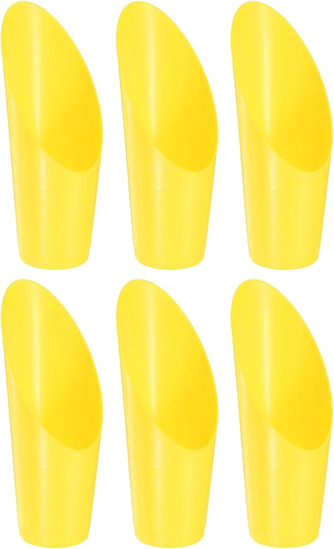 M METERXITY 6-Pack Bonsai Soil Scoops, Plastic Garden Soil Scoops Bucket Shovel Potting Scoopers for Transplanting/Flower Planting/Plant Succulent, Colorful Small Gardening Tools [Yellow]