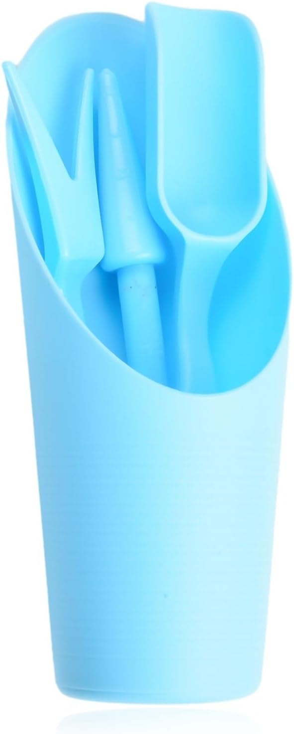 Garden Tool Set with Transplanter Scoop Bucket Shovel and Hole Punch for Succulent and Greenhouse Planting Four Piece Plastic Kit for Transplanting and Potting Tasks(Blue)