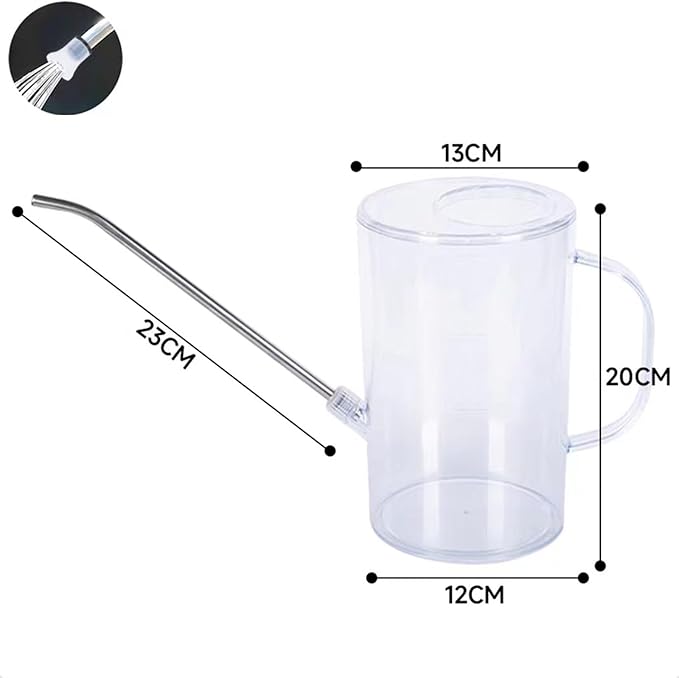Sleek 2L Indoor Watering Can for Plants, Clear
