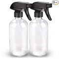 Bontip Glass Spray Bottle, Clear Glass Spray Bottle Set & Accessories Refillable for Plants Window Cleaners Aromatherapy Facial Hydration Watering Flowers Hair Care (2 Pack/16 oz) (Transparent)