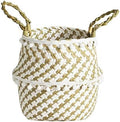 1pc Handmade Bamboo Storage Baskets Nordic Foldable Laundry Straw Wicker Rattan Seagrass Belly Garden Flower Pot Planter Basket