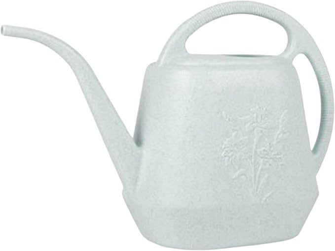 Watering Can 1 Gallon with Comfortable Handle, Flower Patterns Watering Can Indoor Plants, Plastic Long Spout Watering Can for House Plants Succulent Bonsai Garden Flower Outdoor (White)