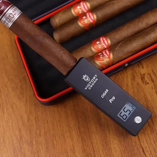 Digital Cigar Humidity Meter Portable Electric Moisture Guage Tester Reader Humidor Hygrometer Needle LCD Display Smoking Tobacco Accessories Gifts (Gray)