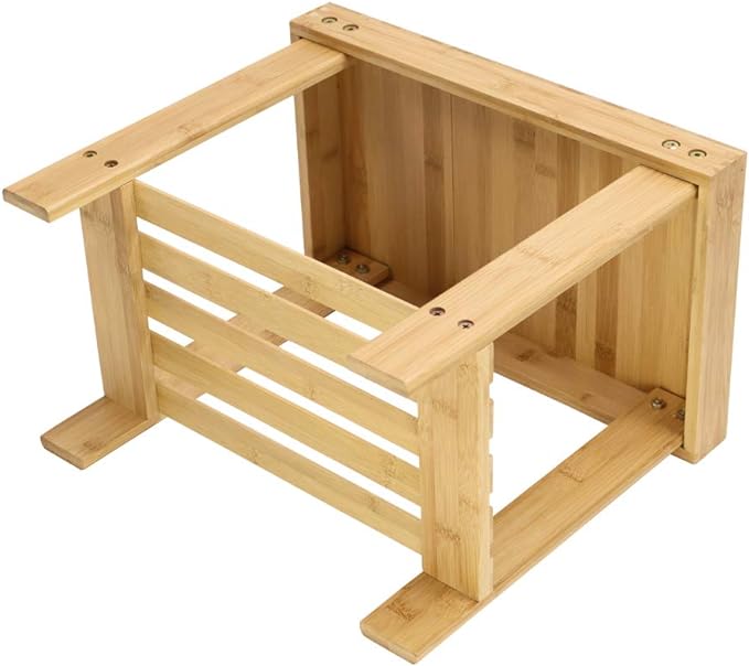 KKTONER Bamboo Step Stool with Storage Shower Bench with Shelf Foot Stool for Bathroom Living Room Bedroom Natural Color