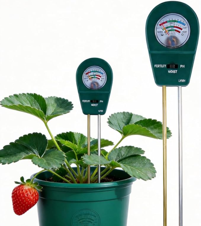3-in-1 Soil Test Kit: Soil Moisture Meter, pH Meter, and Fertility Tester. Ideal for Gardens, Farms, Plants, Outdoor and Indoor use, Lawn Care, and houseplants. No Battery Required.