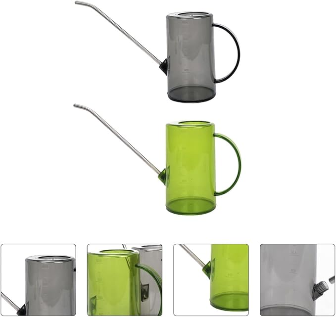 Beaupretty 2pcs 1000ml Long Spout Watering Cans 304 Stainless Steel Watering Kettles with Measurement Markings for Indoor Succulent and Garden Plant Care