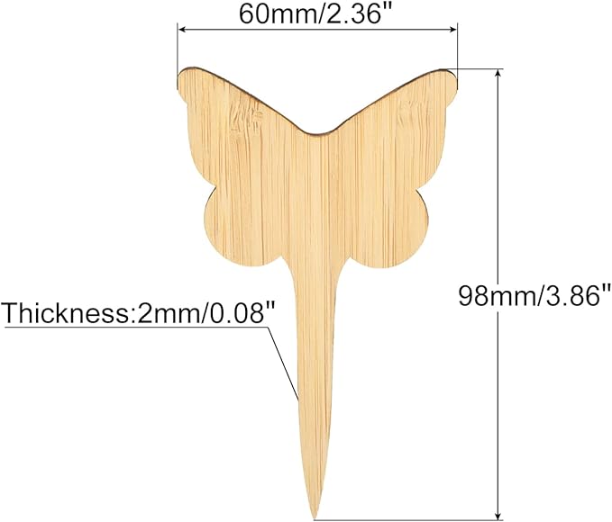 PATIKIL Plant Labels, 40Pcs Bamboo Butterfly Shape Marker Tags for Outdoor Indoor Garden