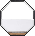 Modern Wall Planter Metal Wire Octagon Design Wall-Mounted Shelves with Ceramic Flower Pot Geometric Hexagon Wall Decor (Color : Black)