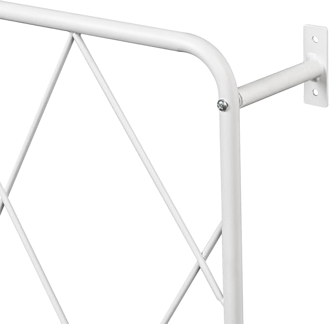 MyGift 50 by 24 Inch Single Panel Wall Mounted Garden Trellis with Metal Diamond Screen, Hanging Lattice Support Frame for Outdoor or Indoor Climbing Plant Vines (Matte White, 1 pc)