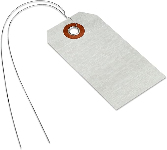 SmartSign Debossable Dead-Soft Aluminum Indentable Blank Write-On Marking Tags | 1.625" x 3.125", Pack of 100 Pre-Wired Tags