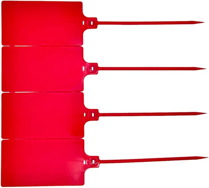 Plastic Seals Shipping Tags Logistics Use Big Sign Tie Large Label Tie, 255 mm Total Length, Package of 100pcs (Red)