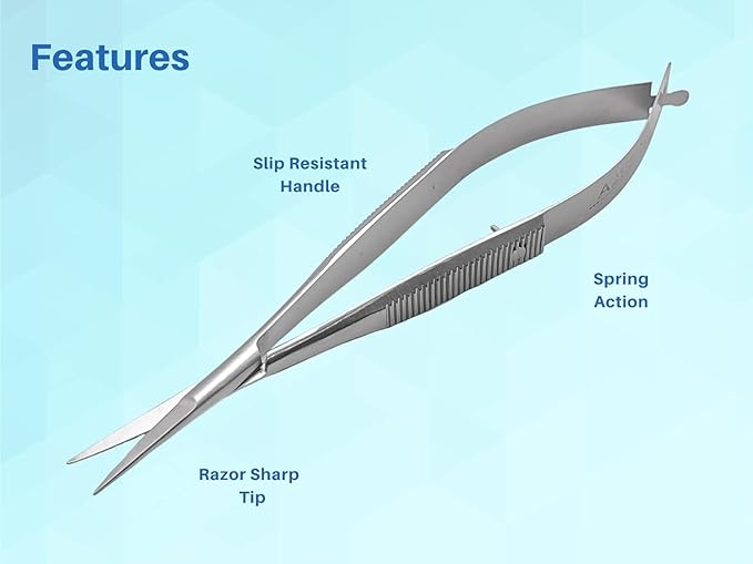 ARTMAN INSTRUMENTS Micro Scissors 4.5” Straight – Extra Sharp Spring Action Squeeze Scissors for Stitch Cutting, Embroidery, Sewing, Craft, Grooming & Precision Trimming
