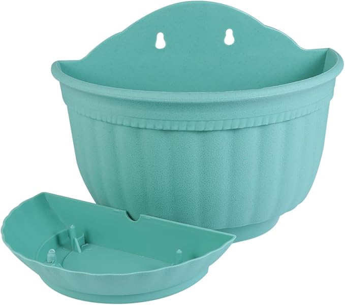 POPETPOP 2pcs Modern Geometric Wall Pot Indoor Plant Hanging Planter Plastic Flowerpot Hook Space Saver for Home