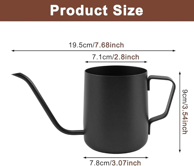 Watering Can for Indoor Plants, 12 oz / 350 ml Mini Plant Waterer, Stainless Steel Watering Can with Long Spout for House Plants, Succulents and Garden Decorative, Gentle Flow & No Spills