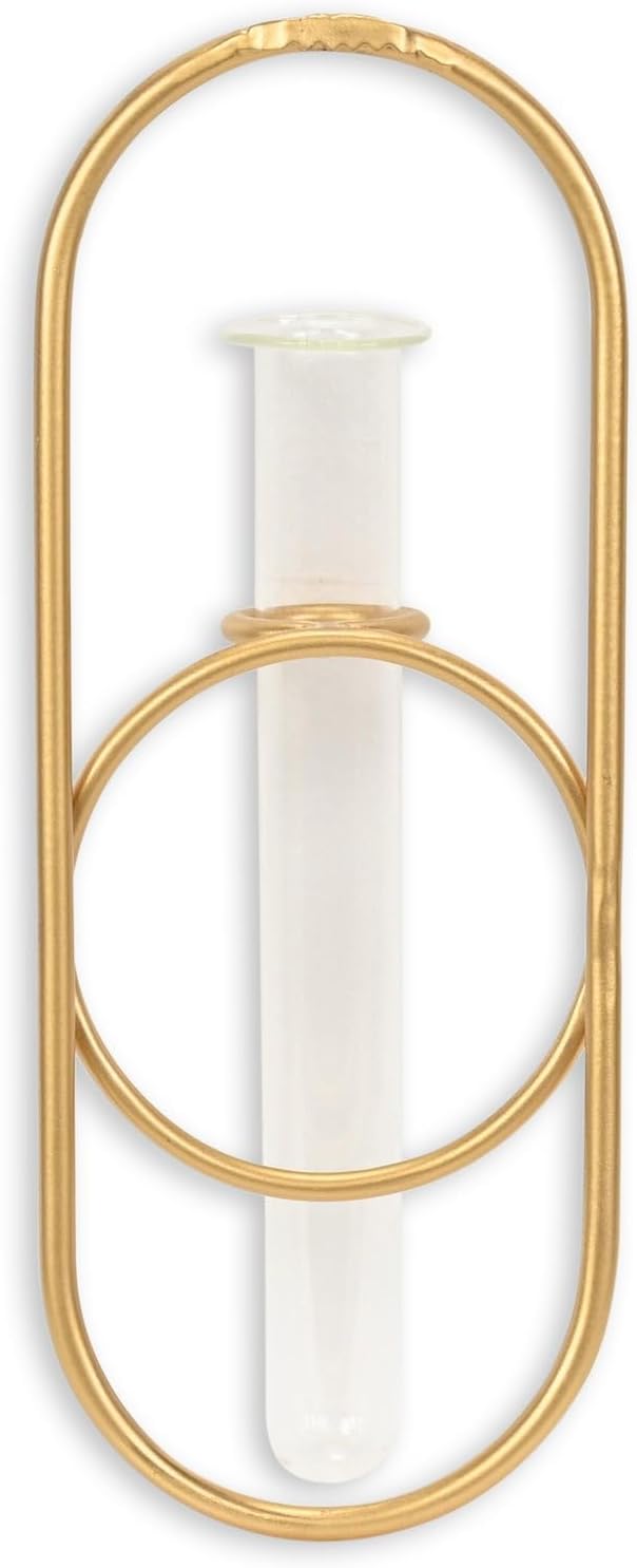 Sephra 10.25" Oval Wall Hanging Planter - Indoor Plant Propagation Station and Flower Vase - Modern Gold Finish for Living Room or Home Office Decor - by Cheungs