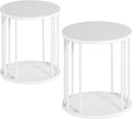 HDANI Wooden Stool Set of 2 for Kids,Adults,300lbs Load Capacity Garden Round Wood Stool,Non-Slip Small Step Stool for Plant Stand,Kitchen,Bathroom and Bedroom,White
