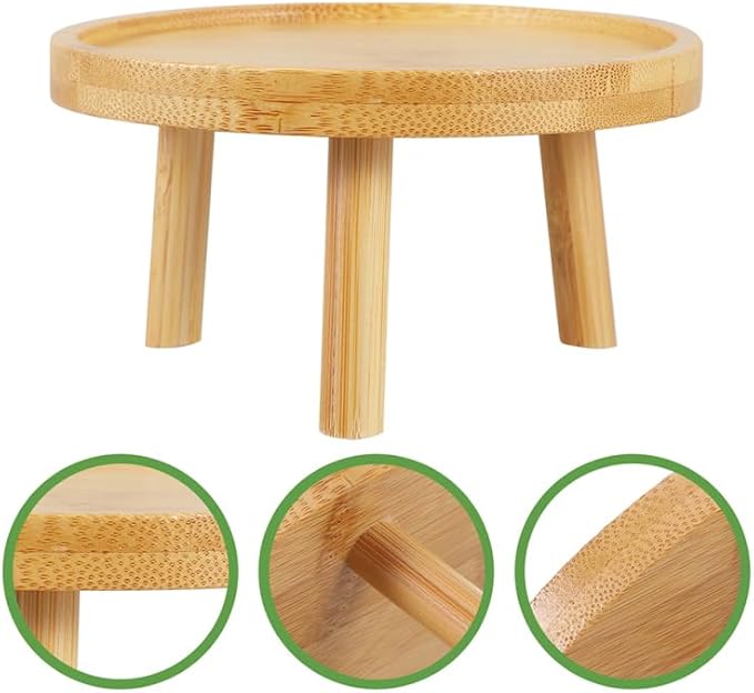 UPKOCH 2PCS Small Wooden Plant Stand Indoor Riser, Mid Modern Short Stool, Mini Wood Pedestal Base for Tabletop Corner Planter Desk Countertop