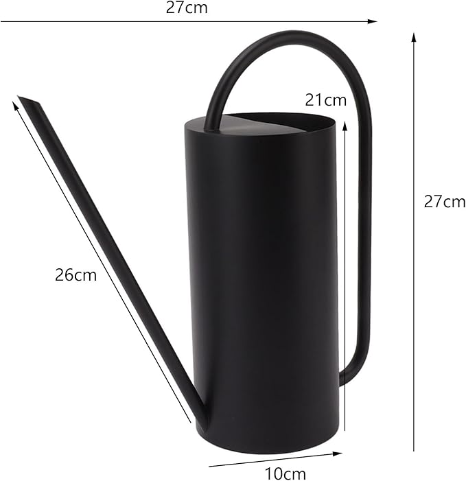 Plants Watering Can - 1500ml Large Capacity Stainless Steel Kettle for Indoor Outdoor Bonsai Plants and Garden - Long Spout Gardening Supplies (Black)
