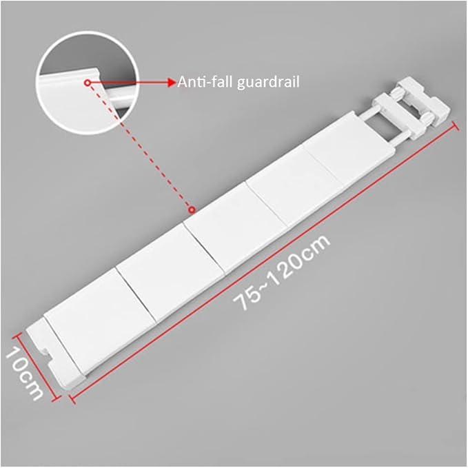 Expanding Narrow Closet Shelf Tension Rod Slim Cupboard Divider Hanger Adjustable Cabinet Organization Storage Rack Windowsill Bathroom Shelving Unit for Small Space - White
