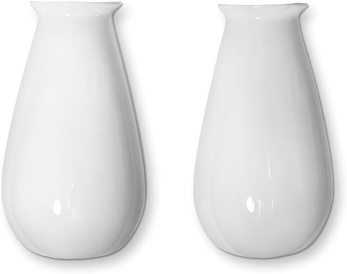 Hanging Ceramic Planters for Indoor Plants, Set of 2 Wall Mounted Planters, White Ceramic Pots for Indoors, Wall Hanging Planter for Living Room, Bedroom, Garden, Home Décor, Plant Hanger for Balcony