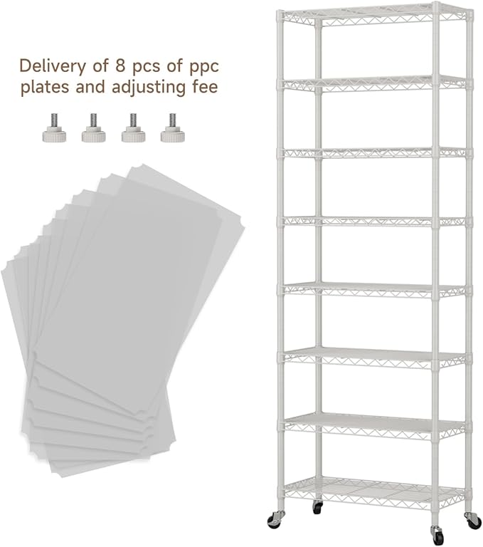 Golpart 8 Tier Adjustable Storage Shelves Heavy Duty Metal Shelf Wire Shelving Unit Organizer Rack for Home Kitchen Office Pantry Room Bathroom Shelving Organizers and Storage Laundry