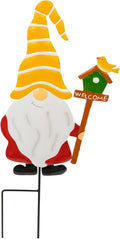 Metal Yard Signs Decor for Rust Prevention, Yard Stakes with Gnomes for Outside Garden Yard Lawn Porch Holiday Party(Yellow)