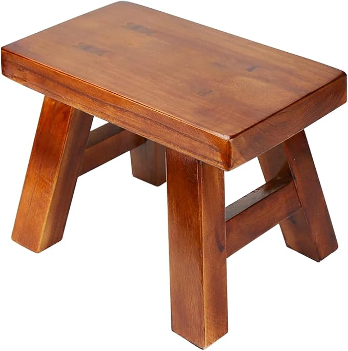 Small Stool Wooden Step Stool Footstool Solid Wood 8 inch for Kids Adults Plant Stand Fishing Stool (Brown)