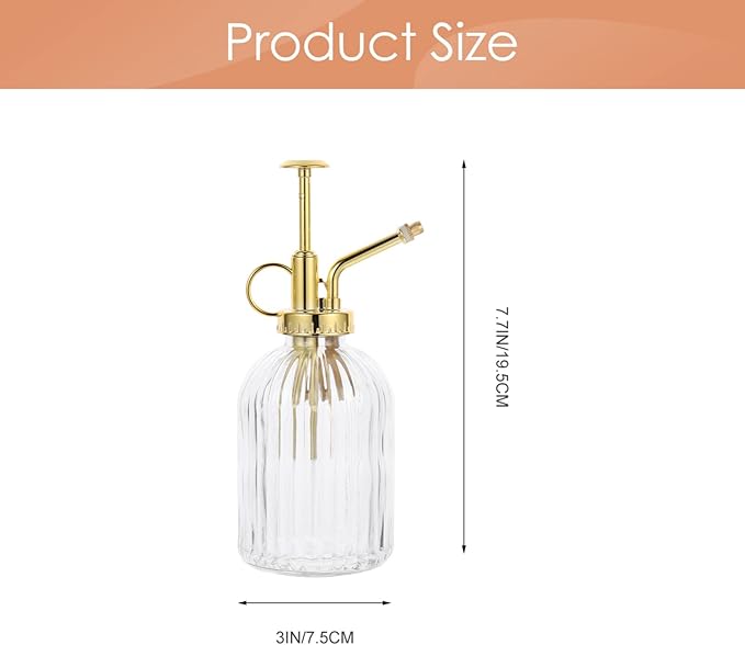YARDWE Glass Watering Can, Plant Mister Spray Bottle, Vintage Glass Watering Spray Bottle Small Watering Can Indoor for Succulents (Transparent)