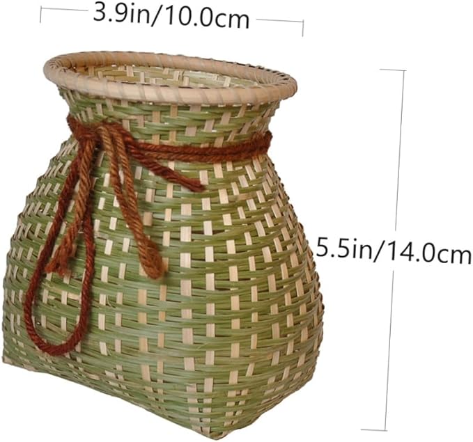 Zerodeko 1pc Bamboo Basket Rustic Decor Fish Aquarium Decoration Pastoral Style French Decor Containers for Fruit Table Top Decor Plant Pot Indoor Hand- Rattan Child Bread Basket