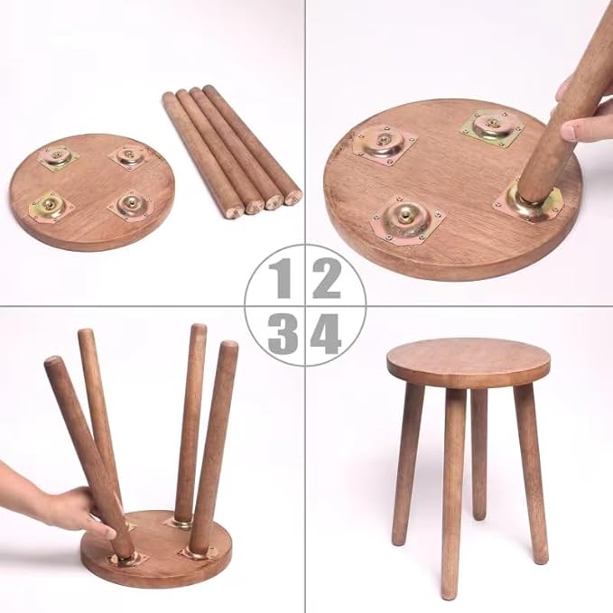 Stools Chair dining chair Dressing wooden stool shower stool Stool Kitchen Bar Stool Side wood Table Round Wooden Bedroom Living Room Dining Table Dining Room Bar plant stand (walnut color)