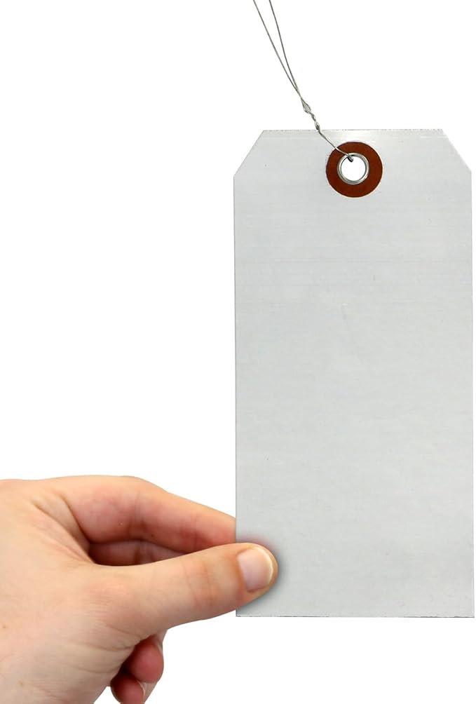 SmartSign Debossable Dead-Soft Aluminum Indentable Blank Write-On Marking Tags | 2.375" x 4.875", Pack of 100 Pre-Wired Tags