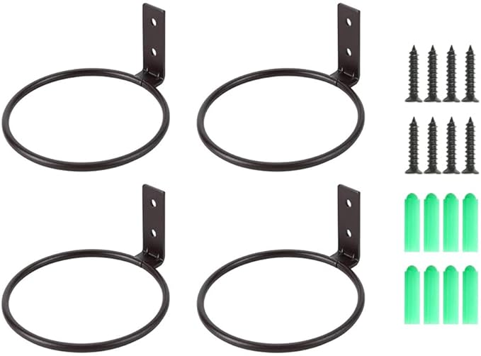 Sivya 4 Pack 4in Flower Pot Holder Ring Wall Mounted Metal Planter Hooks Hangers(4, 4")