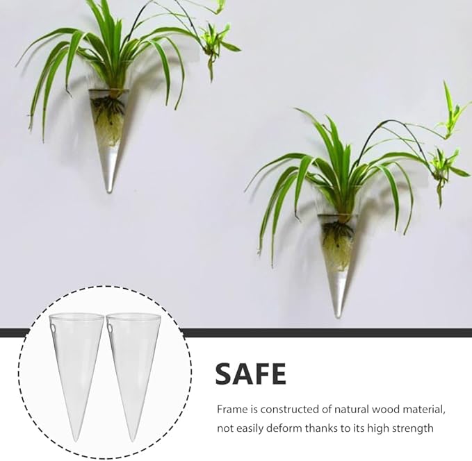 Cabilock 2Pcs Glass Wall Vase Hanging Planter Hydroponic Clear Glass Vase for Indoor Plants Home Office Decor 5.85X1X5.85 Inches Transparent Wall Flowerpot