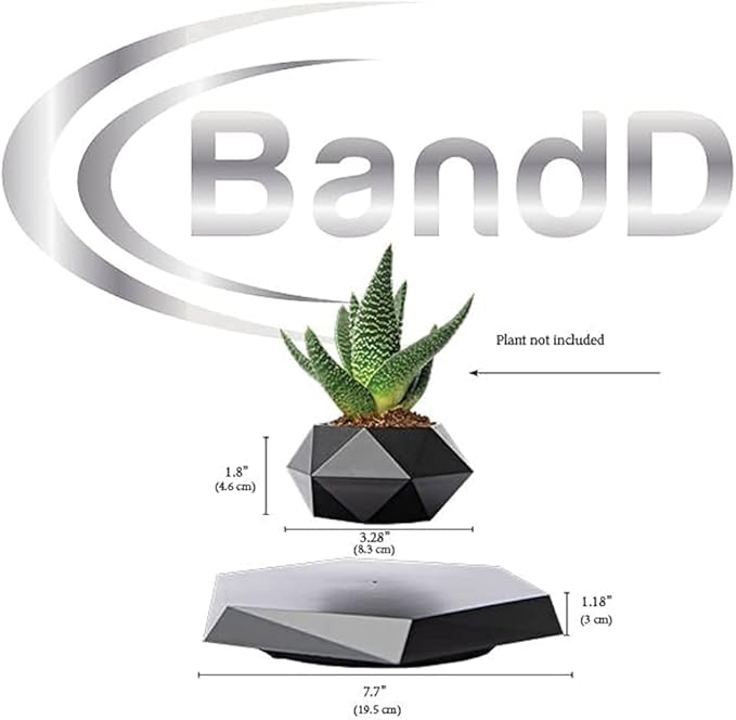 BandDlevs Floating Pots for Plants - Levitating Pot - Levitating Planter for Bonsai, Succulents, Air Plants - Floating Magnetic Display for Home Office Desks - Magnetic Levitation Plant Holder (Black)