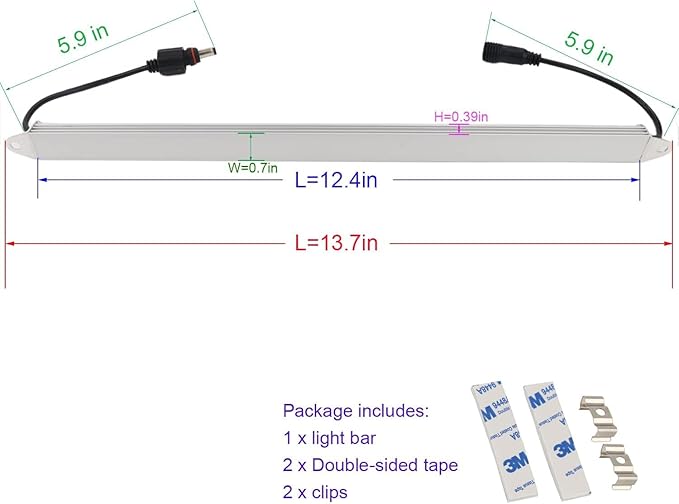 LEDENET® 12" 6500K-7000K White Super Bright 18LEDs 5050 Aquarium LED Strip Lighting Waterproof Aluminum Lighting 12V DC LED Linear Bar Lamp (Cold White, 12" Long)