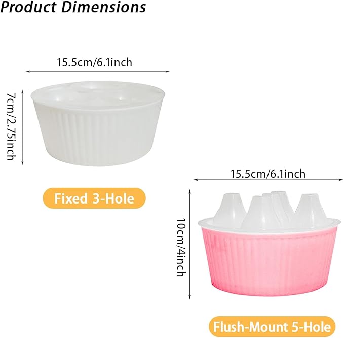 Tulip Planter, Planting Pot 3/5 Hole Design Vertically Ribbed Body Sturdy Base, Bulb Planter for Hydroponic Growing for Tulips Daffodil Bulbs(3Hole-PK)