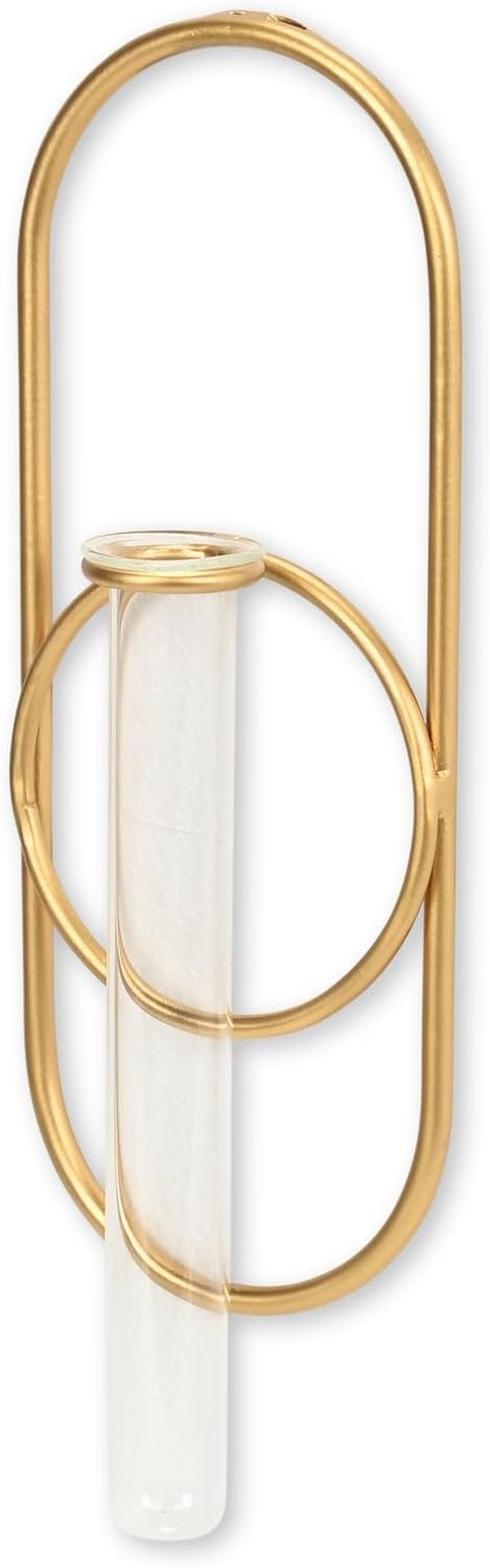 Sephra 10.25" Oval Wall Hanging Planter - Indoor Plant Propagation Station and Flower Vase - Modern Gold Finish for Living Room or Home Office Decor - by Cheungs