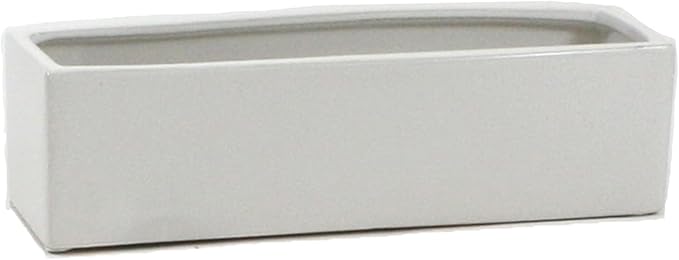 WGVI Long Rectangle Ceramic Planter Vase in White 14" x 4" x 4"H, Rectangular Box Block Terrarium Pot, Flower Arrangement, Tabletop Centerpiece, Home Decor Organization Storage Container, 4 Pcs.