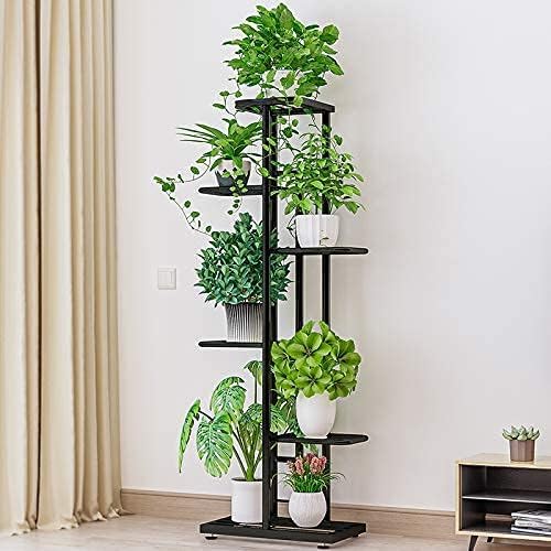 MTB Garden 6 Tier Metal Plant Stand for Indoor Outdoor Flower Pot Display Planter Shelf, Charcoal Grey