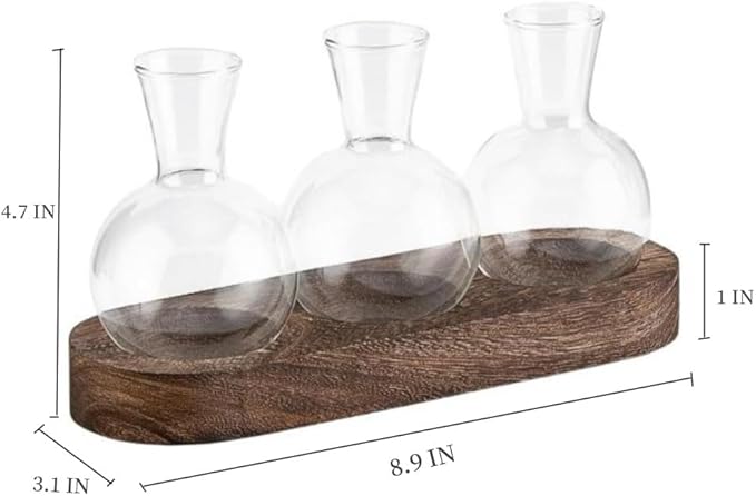 KUPOO Plant Propagation Station - Wooden Stand with Bulb Glass Vases, Ideal Planter Gift for Plant Lovers, Home & Office Decor