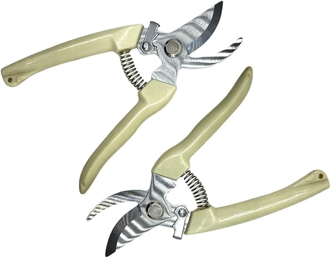 Ergonomic Garden Pruning Scissors - Stainless-Steel Bypass Blade Shears for Cutting Flowers, Trimming Plants, Bonsai, and Fruit Picking 1-Inch Precision with Quick Lock and Rust-Resistant Design 2pack