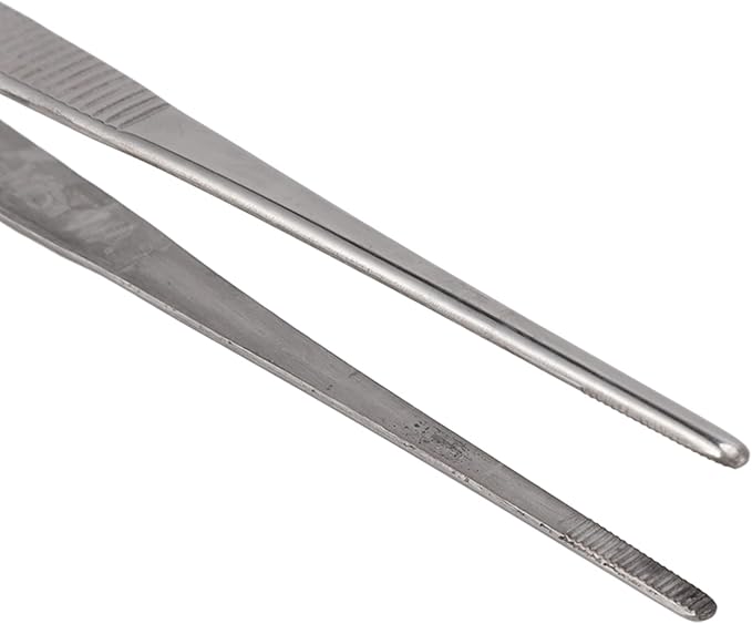 TOPINCN Bonsai Tweezers, Stainless Steel Long Plant Tweezers with Moon Spatula Head, Home Garden Potted Loosening Soil Plan Grass (Straight)