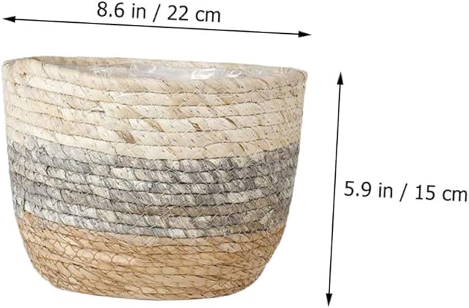 Angoily 2pcs Flower Basket Small Planter Rattan Baskets for Storage Rustic Plant Seagrass Plant Pot Wicker Planter Straw Woven s Weaving s Desktop
