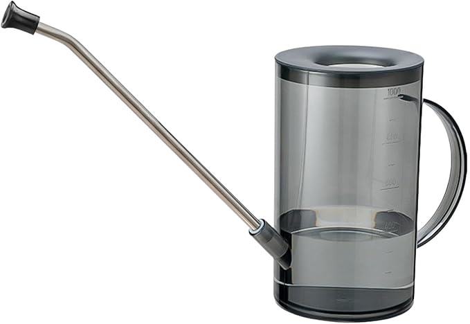 Long Spout Watering Cans | Small Can for Indoor Plants | 1L Clear with Handle Scale Detachable Lid | Plant Watering Devices for Flowers Succulents | Gardening Supplies