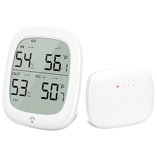 Wireless Outdoor Thermometer Hygrometer, 330ft Remote Range Digital Humidity Gauge, High Accuracy Temperature Monitor for Home, Greenhouse, Baby Room, Patio