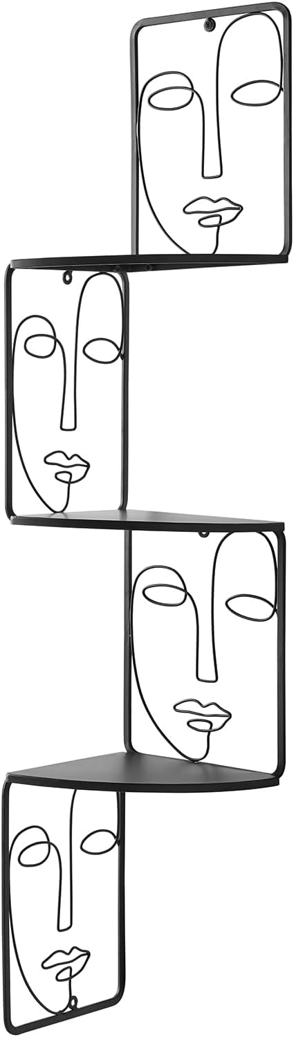 Corner Shelf, Wall Mounted Face Sculpture Display Shelf with Philosophical Art Design for Living Room Decor, Wall Corner Bookshelf Multi Unit Organizer, Tall Shelf Plant Stand for Bedroom, Bathroom